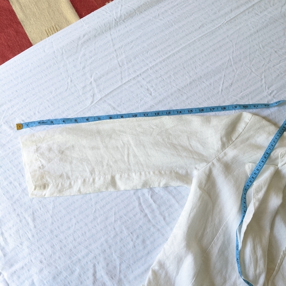 BENETTON White Linen Double Breasted Blazer - Picture 10 of 12